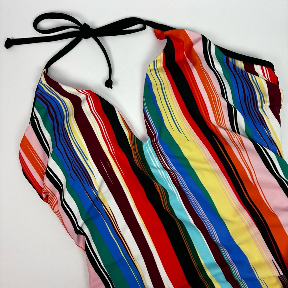 Swimsuits For All Bold Striped Halter One-Piece Swimsuit
